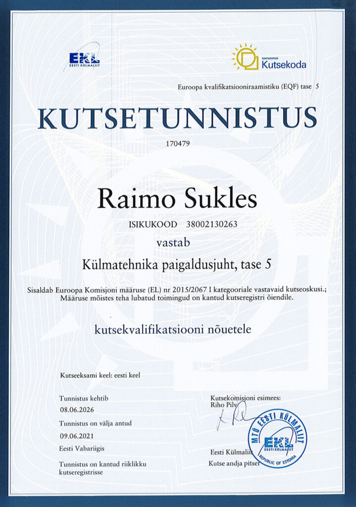 Kylmatehnika_kutsetunnistus_Raimo