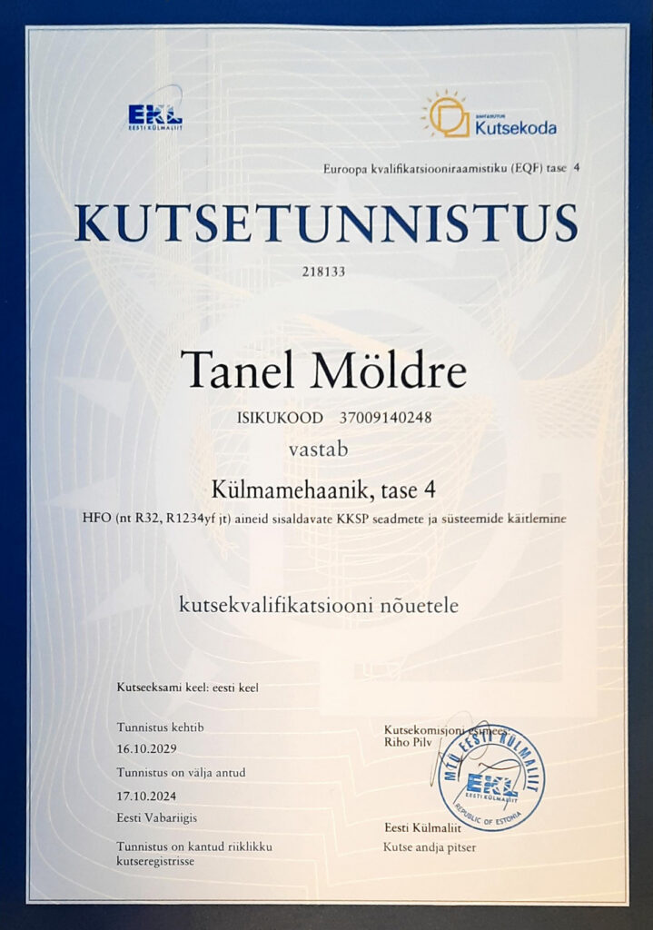 Kylmatehnika_kutsetunnistus_Tanel
